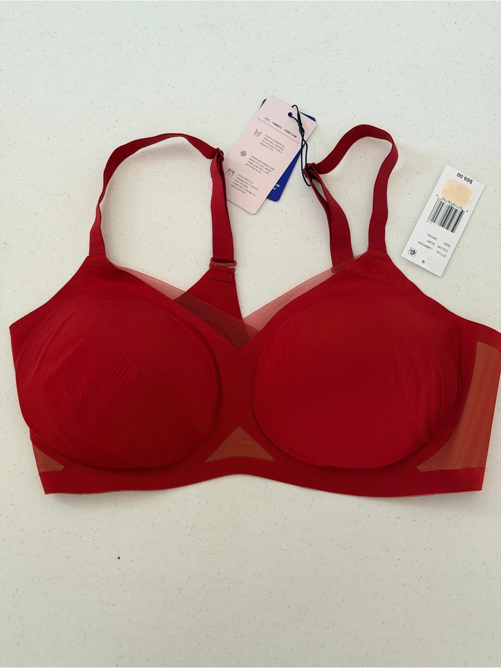 NWT Honeylove Liftwear Crossover Bra Ruby Red Wireless 38D / 38DD / 38E New